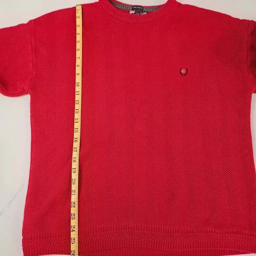 Chaps Ralph Lauren Sweater Size M Red Herringbone Hand Framed Vintage